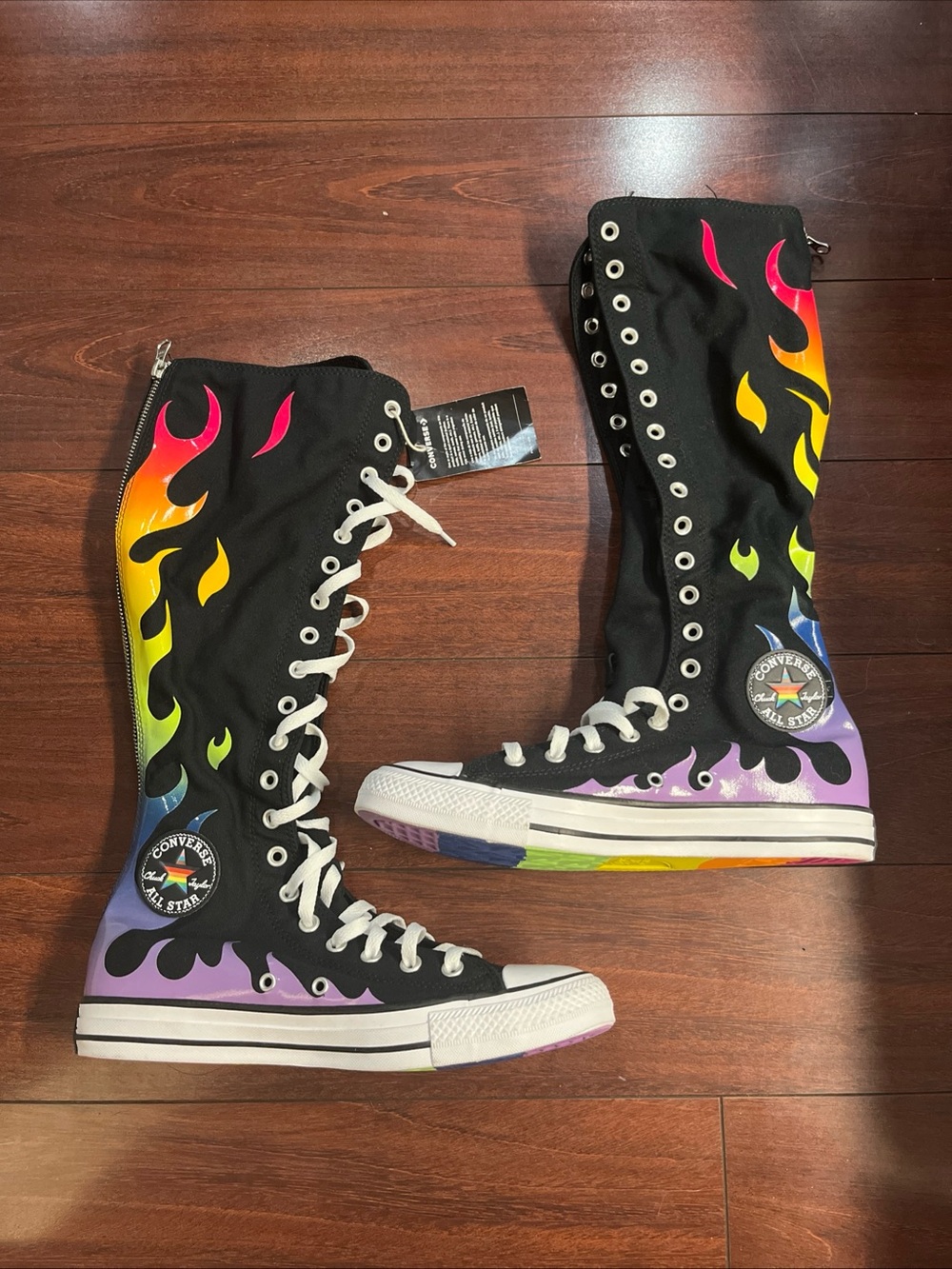 Womens 10 Converse XX-HI Pride Flame Black Shoes Sneaker New A15779C HALF BOX